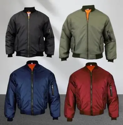 Men's Bomber Jacket MA1 Army Pilot Biker Military Security Padded Harrington • £20.95