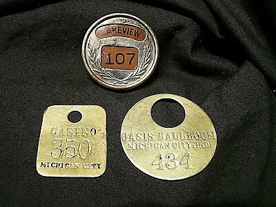 Vintage Michigan City Ind~lakeview Casino/oasis Ballroom~badge~coat Check Tag • $58.50