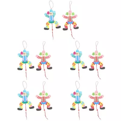  10 Pcs Wooden Clown Marionette Pretend Play Pull Line Toy Wire • £23.45