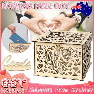 Wedding Card Boxes Wooden Well Card Box Carved Wedding Engagement Party Rustic A • $18.44