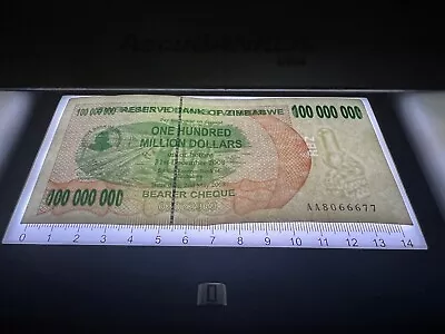 Zimbabwe 100 Million Dollar Bearer Cheque Bill Banknote Money - Pre Trillion • $2.69