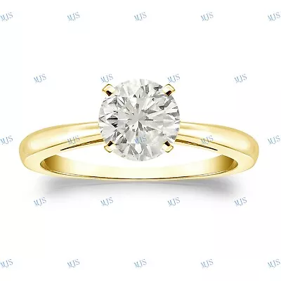 1CT Round Brilliant Cut Moissanite Set Solitaire Engagement Ring In 925 - 7-11 • $115.99