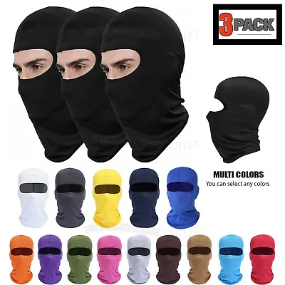 3 Pack Balaclava Full Face Ski Mask Lightweight Motorcycle Warmer Sun Hat Lycra • $7.95