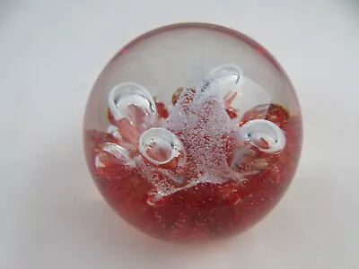 Caithness Art Glass 2 1/3” Paperweight Red Mini Moonflower 1998 Scotland • $15.81