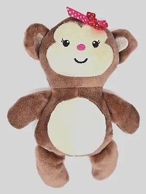 Mini Muffin Plush Brown Cream Plush Monkey 8  With Pink Dotted Bow • $7.99