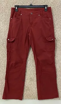 Kuhl Womens Red Vintage Patina Dye Cargo Hiking Outdoors Pants Size 12 • $34.99