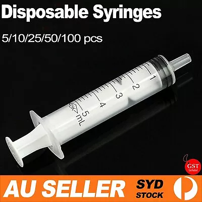 $8.99 • Buy 5-100pcs 5ml Disposable Syringes Slip Tip Hydroponics Nutrient Plastic Measuring