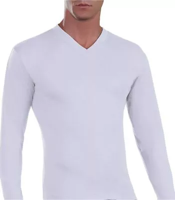 Lord Men T-Shirt Long Sleeve V Neck Cotton Color White • $24.01