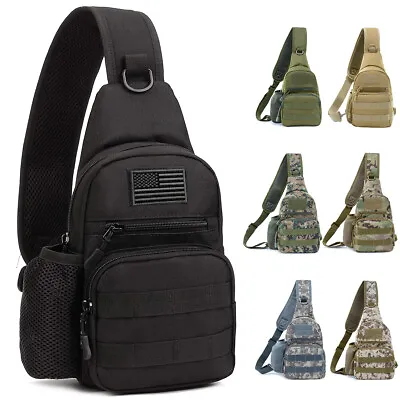 Outdoor Tactical Sling Bag Military MOLLE Crossbody Pack Chest Shoulder Backpack • $14.99