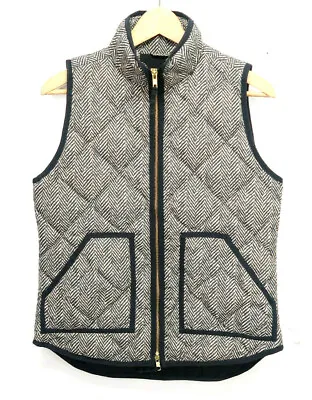 J Crew Womens Size XS Vest Gray Chevron Herringbone Puffer • $18.90