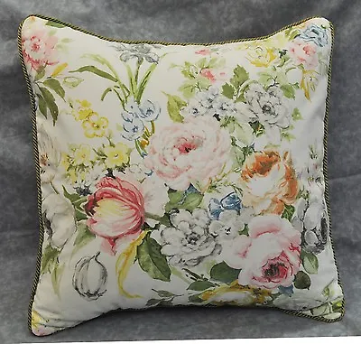 $30 • Buy Corded Pillow Made W Ralph Lauren Home Lake Pastel Floral Cotton Fabric 18 