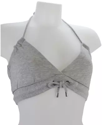 HM Moschino Crop Top Bralette Grey Cotton Jersey Top Halter Neck Backless UK 6 • £37.99