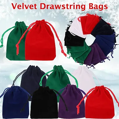 10/50 Velvet Jewellery Drawstring Wedding Gift Bag Favour Candy Party Pouch Bag • £1.29