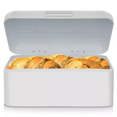 Widousy Metal Bread BoxesBread Box Storage Bin Kitchen Container Iron WHITE • £14.99