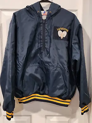 Vtg Rennoc Classic 1/4 Zip Windbreaker Jacket Hooded Lafayette Rams - Sz L • $30