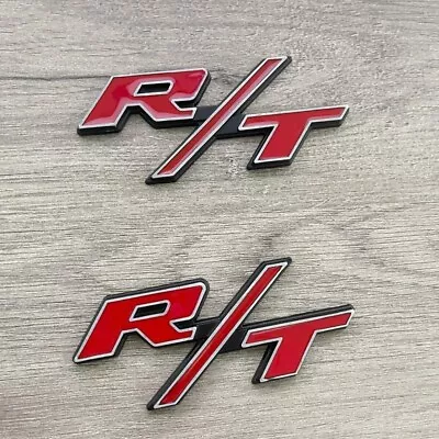 2X OEM For RT Emblems Side Fender R/T Silver Red Nameplate Badge Car Stickers • $14.98