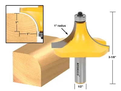 1  Radius Round Over Edge Forming Router Bit - 1/2  Shank - Yonico 13169 • $24.95