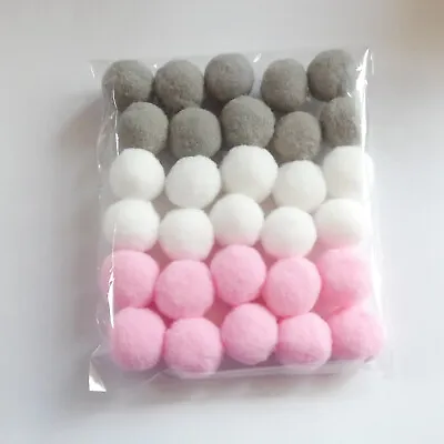 £4.99 • Buy Pink Grey White Nordic Pom Pom Garland 30 PCS Nursery Kids Bedroom Felt Style 