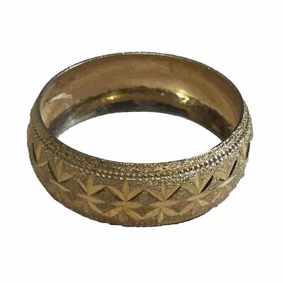 Vintage Gold Tone Etched Diamond 1” Wide Bangle Bracelet • $18.99