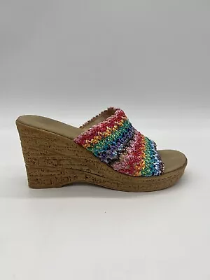 Onex Polly Wedge Sandal Heels Women's Size 35 Multicolors Made In Usa • $16.99