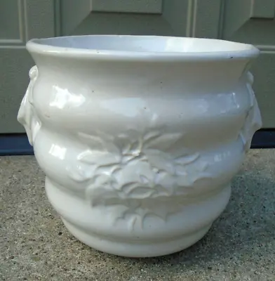 1930's McCoy Pottery Planter/Jardiniere Raised Flowers & Handles 6.5  T X 7.5  W • $49.99