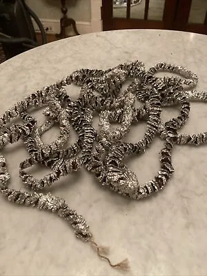 Christmas Tree Tinsel Garland Twisted Foil Aluminum Silver/ Red 19 Feet Vintage • $15