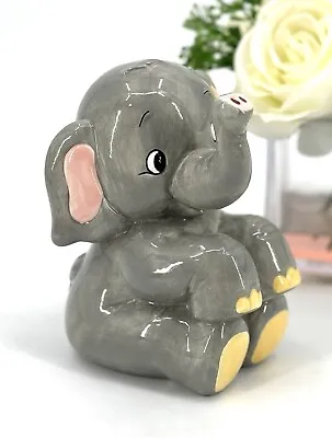 Vintage Ceramic Elephant Piggy Bank Gray 6  Unique Coin Bank ￼ • $17.56