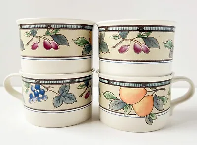 Mikasa Intaglio Stoneware Garden Harvest Coffee Or Tea Short Cups/Mugs Set Of 4 • $22