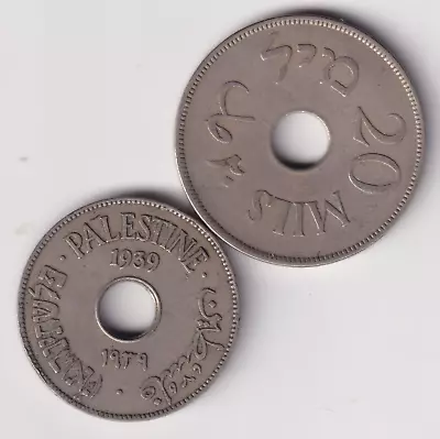 Palestine 20 Mils 1927 10 Mils 1939 Coins Auction Starts At £1 • £0.99