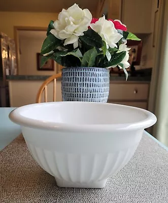 Vintage Hocking 7  VITROCK White Milk Glass Mixing Bowl ~ 1 Qt. W/Square Footing • $8.85