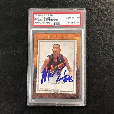 2007-08 Upper Deck Artifacts #29 MONTA ELLIS Signed Card AUTO 10 PSA Slabbed War • $99.99