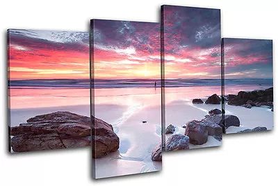 Beach Sunset Seascape MULTI CANVAS WALL ART Picture Print VA • £39.99