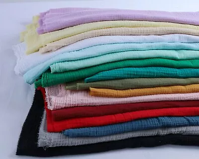 Soft Crinkle 2-Layered Cotton Gauze Muslin Fabric 135cm Wide Sold By The Meter • $11.13