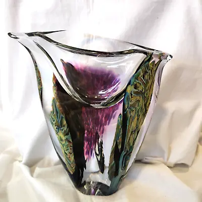 David Lotton Signed 10  Lotton Art Glass Organic Vase 2002 Perfect Condition • $795