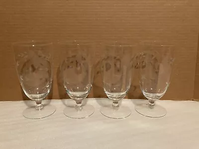 Princess House Heritage Etched Crystal Iced Tea/Water/Parfait Glasses Set Of 4 • $21.95