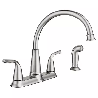 Moen 87102SRS Brecklyn Two-Handle Kitchen Faucet W/ Side Spray - Stainless READ • $63.97