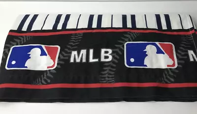 Major League Baseball MLB Full/Double Flat Sheet BLK W/ Navy Blue Stripe 80x97  • $19.99