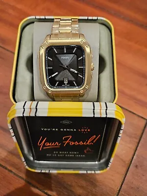 Fossil Inscription Gold-Tone Black Dial Men's Watch FS5932 • $70