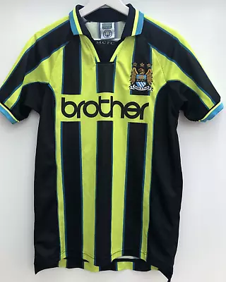 MANCHESTER CITY 1998/99 Retro Away Football Shirt Score Draw Brother Mens Small • £29.95