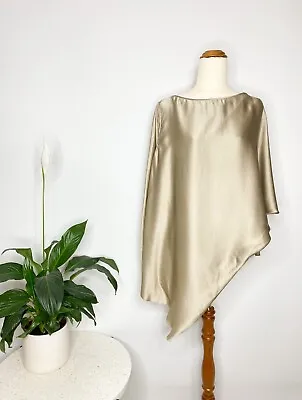 MARIA GRACHVOGEL Designer 100% Silk Asymm Long Sleeve Event Top Blouse / UK 10 • £49.17