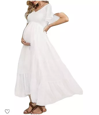 White Maternity Dress • $30