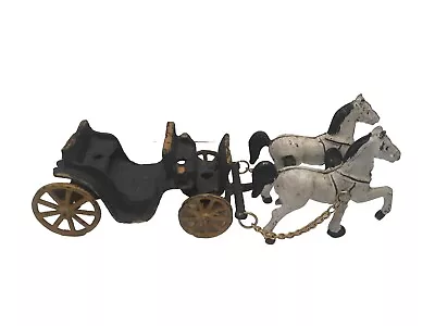 Cast Iron Two Horse Drawn Wagon Vintage Toy      X- • $30