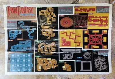 Final Fantasy I Nintendo NES Foldable Dungeon Map Poster *RARE* • $21.95