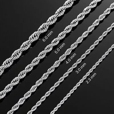 2-6mm Stainless Steel Chain 16  To 30   Mens Womens Rope Chain Silver Necklace • £3.99