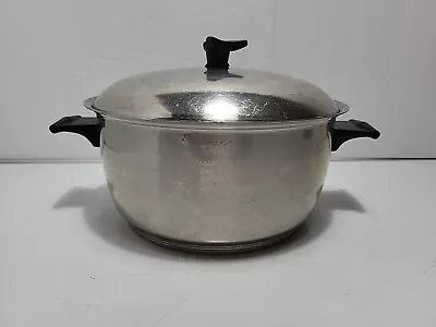 Rena Ware 6 Qt. Stock Pot W Vented Lid 3 Ply 18-8 Stainless USA Broke Lid Handle • $48.79