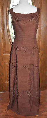 Vintage Coli Couture Cinnamon Beaded Shutter Pleat Evening Gown Mother Of Bride • $179