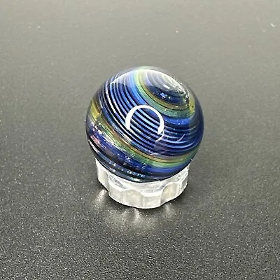 Contemporary Art Glass Marble Handmade .72  MIB Opal & UV Reactive Core Swirls • $22.99