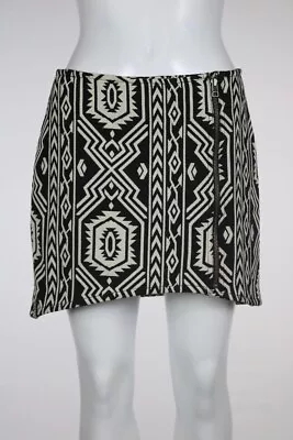 Mink Pink Skirt Size S Beige Printed A-Line Wrap Casual Above Knee • $16.99