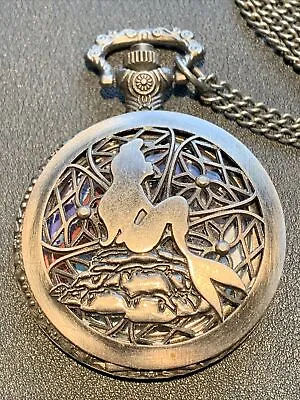 $59.99 • Buy Disney Little Mermaid Ariel Pocket Watch Pendant Necklace Pewter Prince Eric