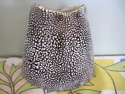 Vintage Vase Brown With White 3D Glaze Signed Muriel 1951  Mid Century  4 3/4 T • $9.99
